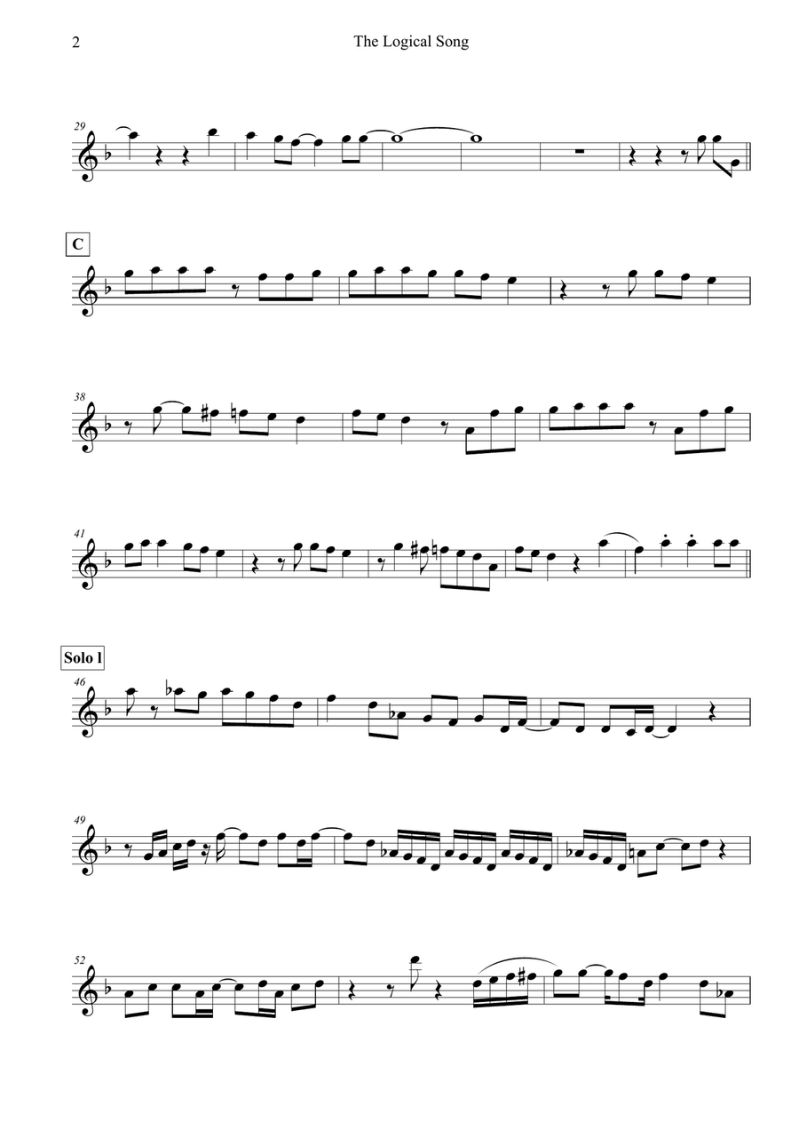 The Logical Song Soprano Saxophone scores gallery preview page 2