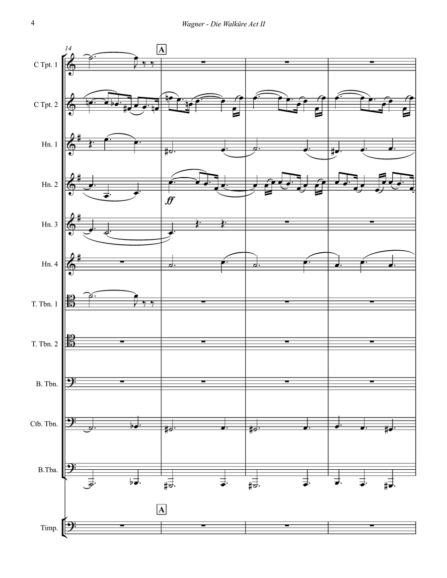 Die Walküre Act II extracts for 11-part Brass Ensemble & Timp Brass Ensemble scores gallery preview page 4
