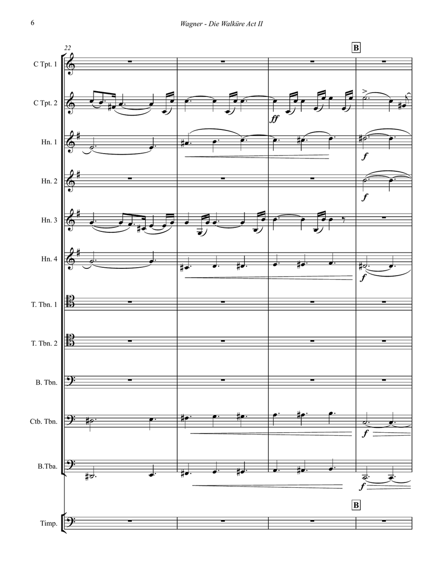 Die Walküre Act II extracts for 11-part Brass Ensemble & Timp Brass Ensemble scores gallery preview page 6