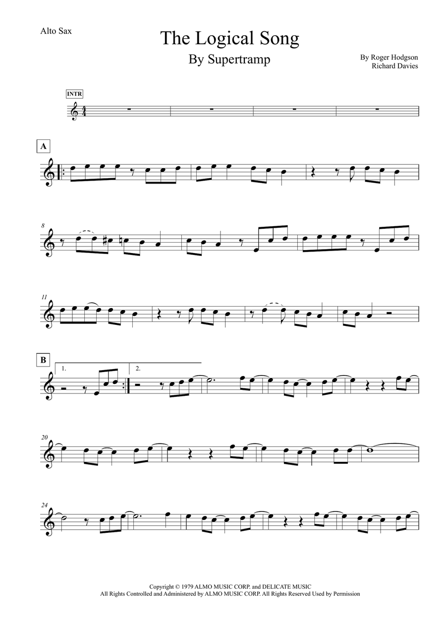 The Logical Song Alto Saxophone scores gallery preview page 1
