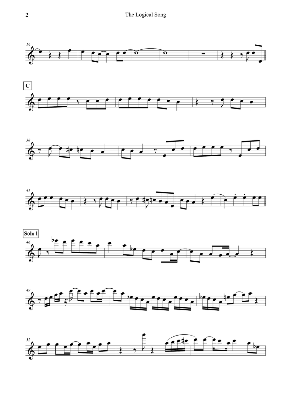 The Logical Song Alto Saxophone scores gallery preview page 2