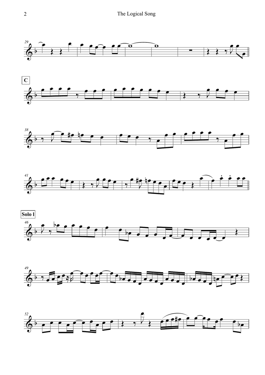 The Logical Song B-Flat Trumpet scores gallery preview page 2