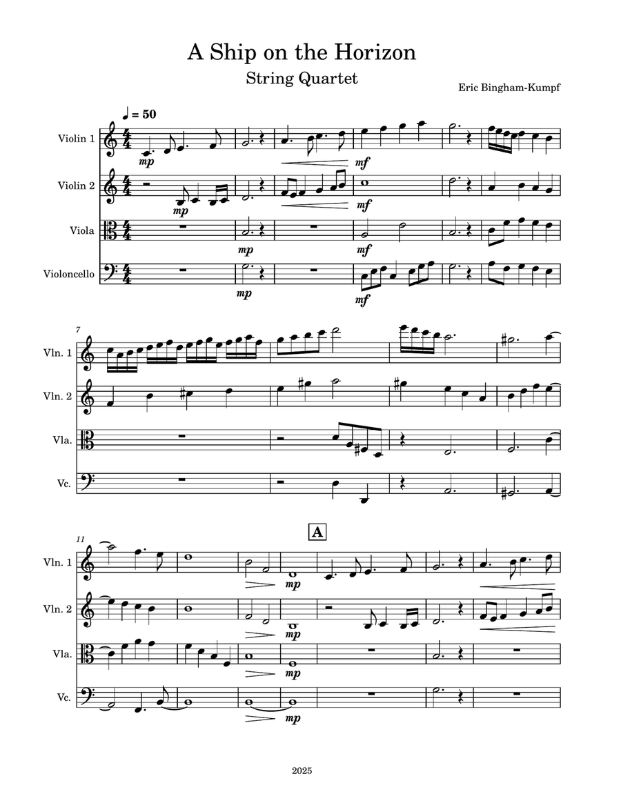 A Ship on the Horizon A Ship on the Horizon String Quartet scores gallery preview page 1