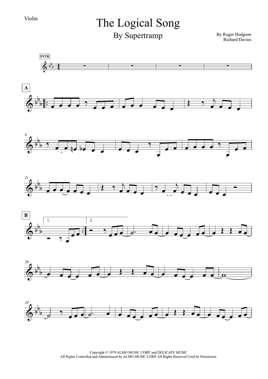 The Logical Song Violin Solo scores gallery preview page 1