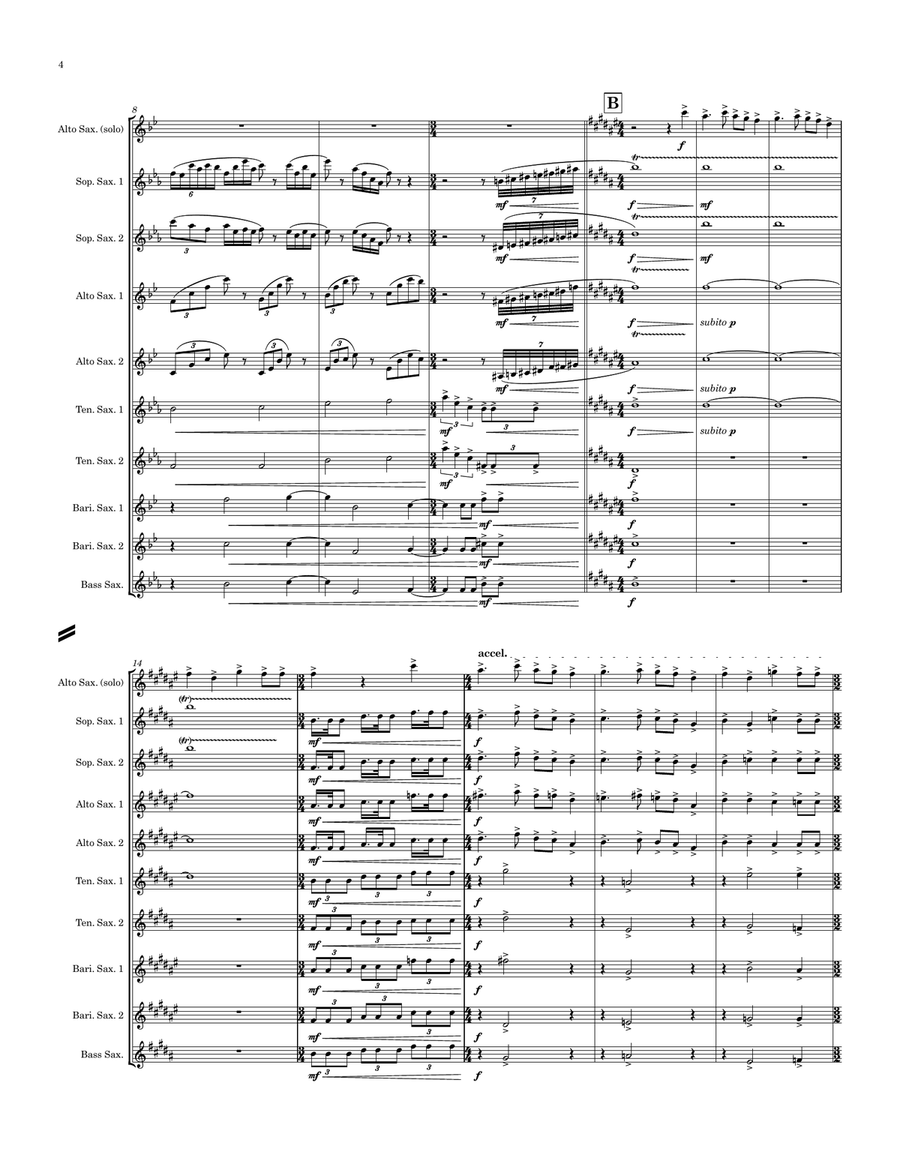 Fantasia on Thai Folk Tune (Saxophone Ensemble + Soloist) - Score Only Large Ensemble scores gallery preview page 6