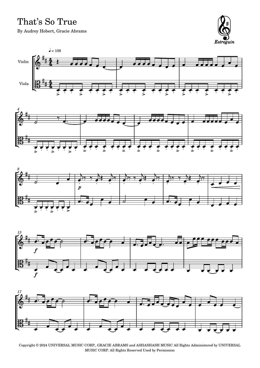 That's So True String Duet scores gallery preview page 1