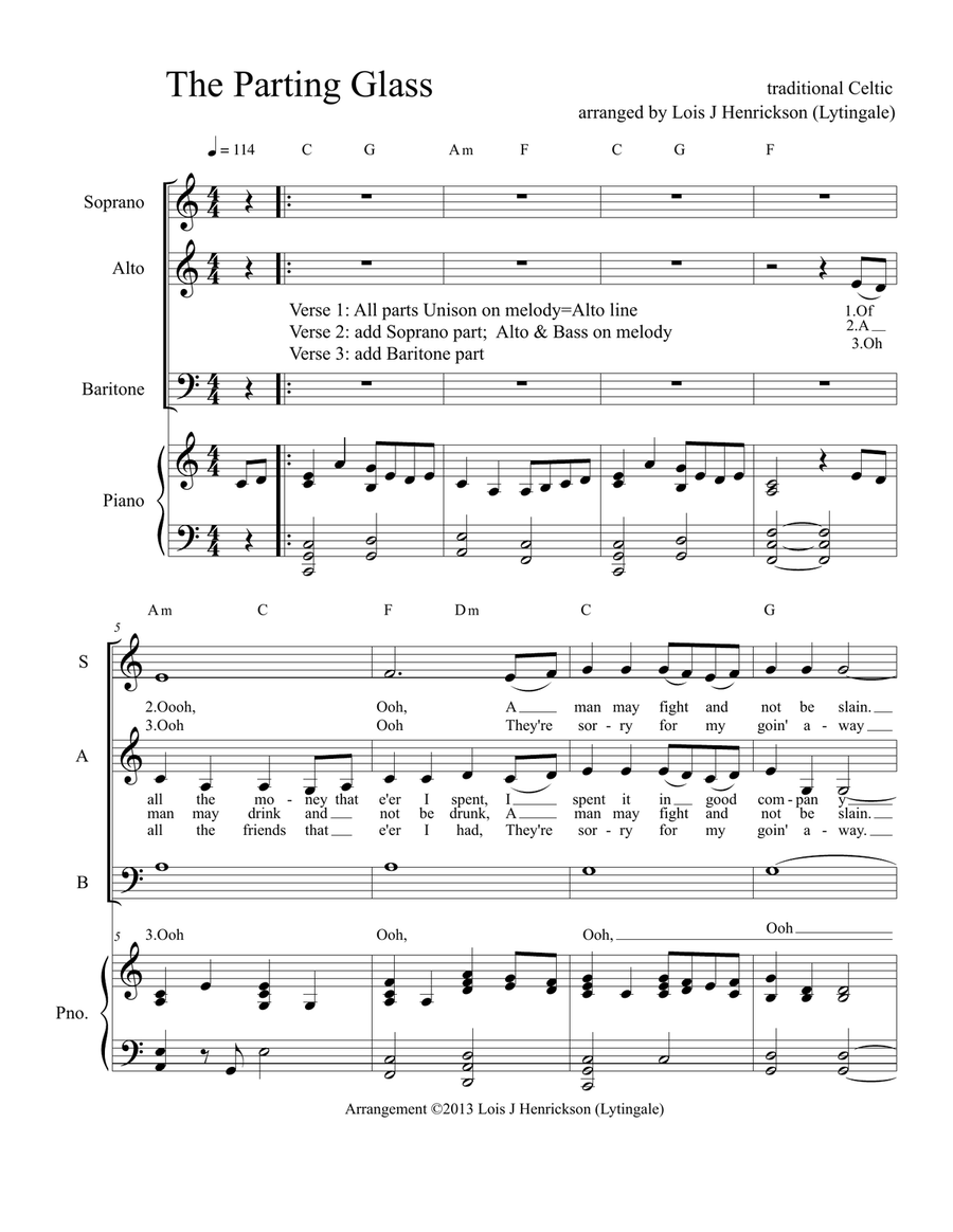 The Parting Glass The Parting Glass 3-Part scores gallery preview page 1