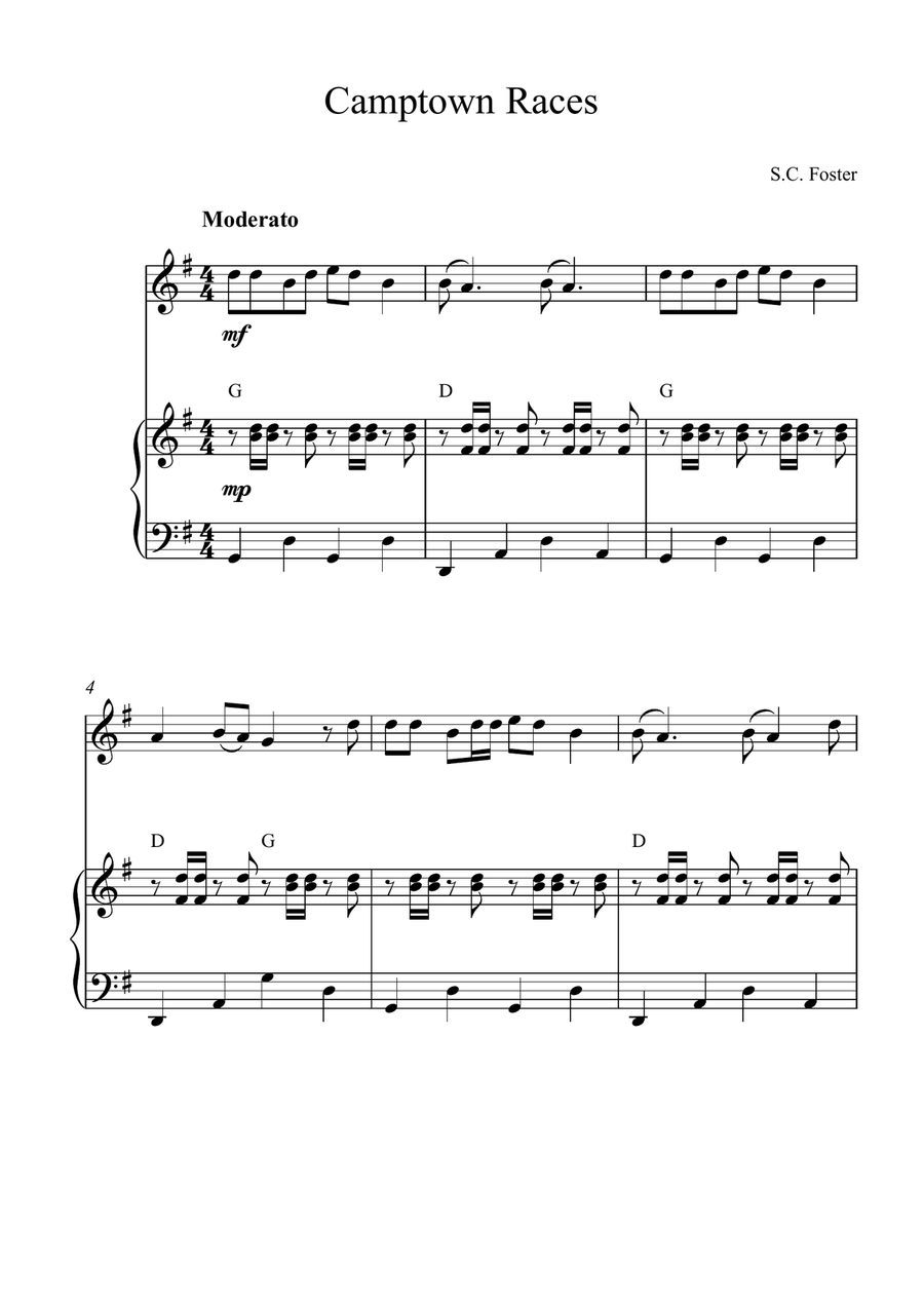Camptown Races Camptown Races Flute Solo scores gallery preview page 1