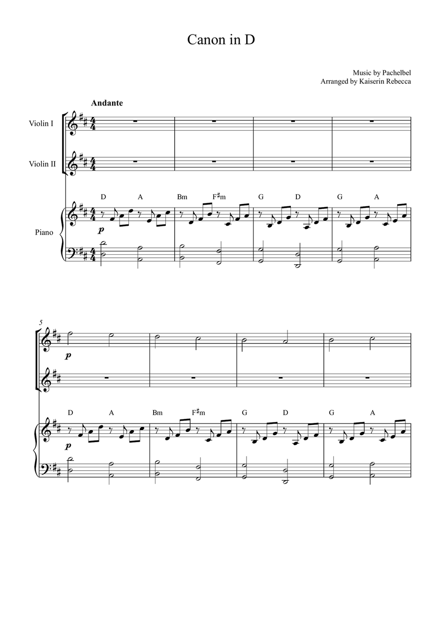 Canon in D Canon in D String Duet scores gallery preview page 1