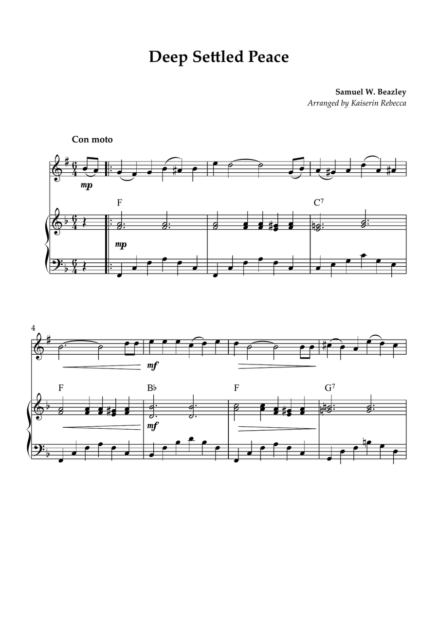 Deep Settled Peace Deep Settled Peace B-Flat Clarinet scores gallery preview page 1