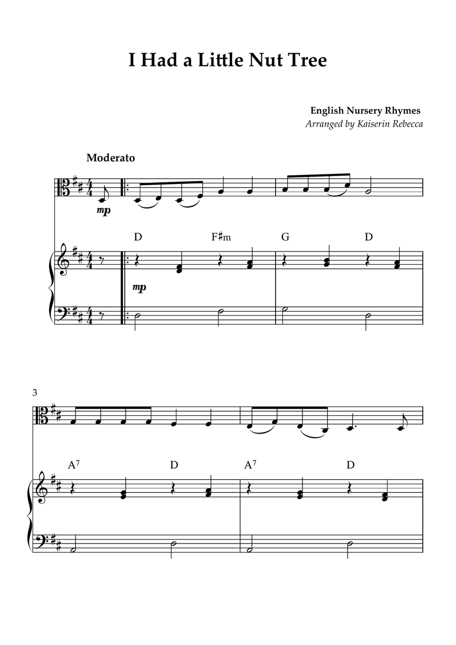 I Had a Little Nut Tree I Had a Little Nut Tree Viola scores gallery preview page 1