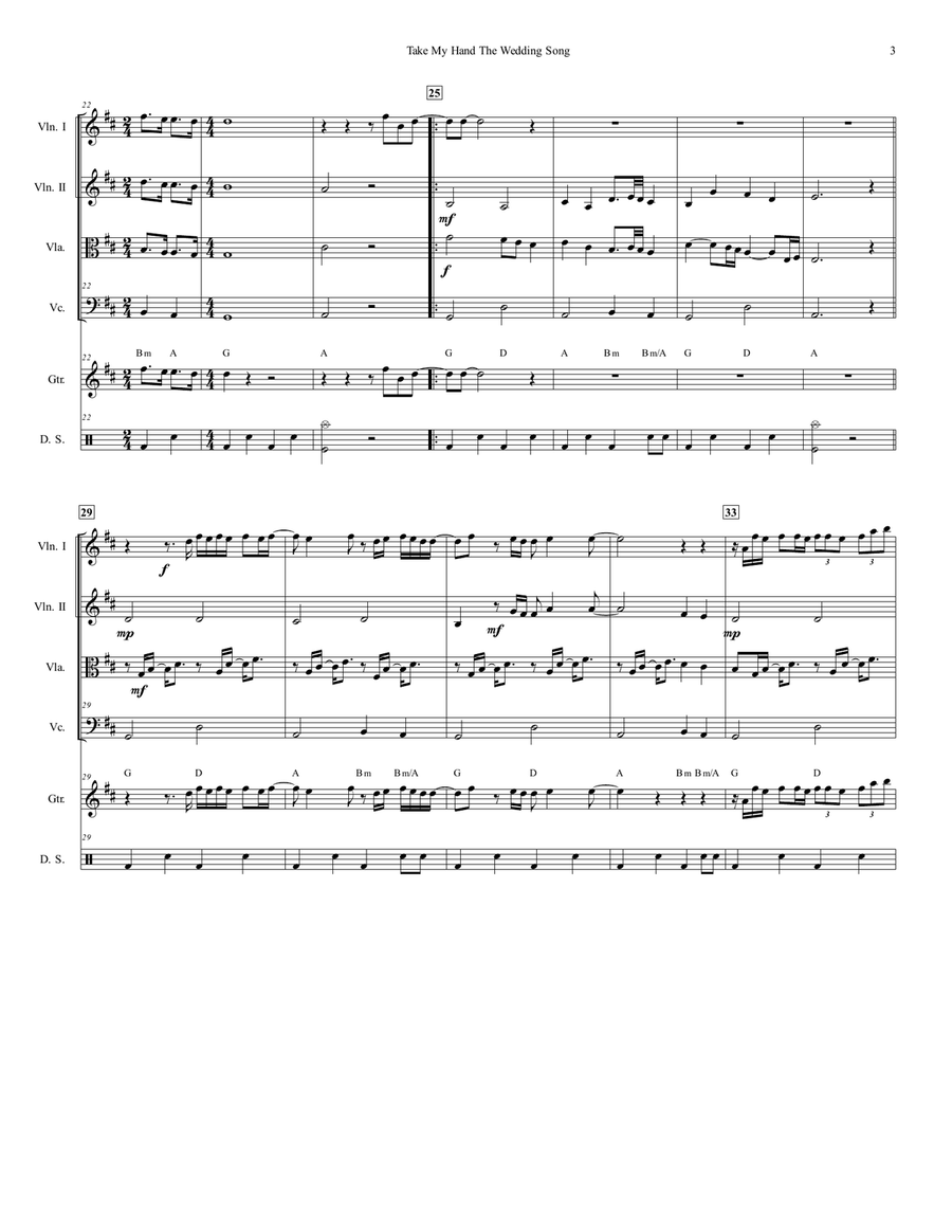 Take My Hand The Wedding Song String Quartet scores gallery preview page 4