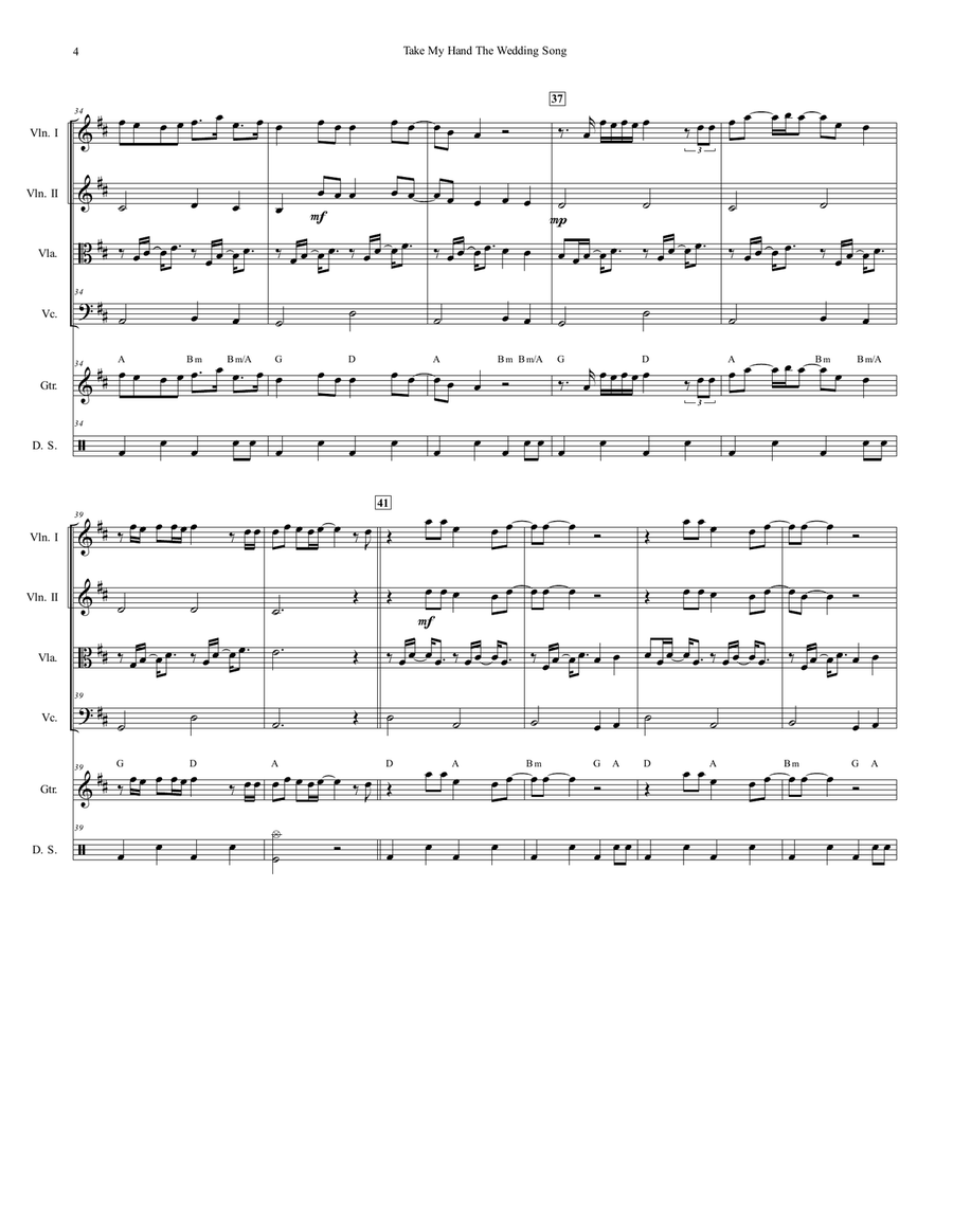 Take My Hand The Wedding Song String Quartet scores gallery preview page 5