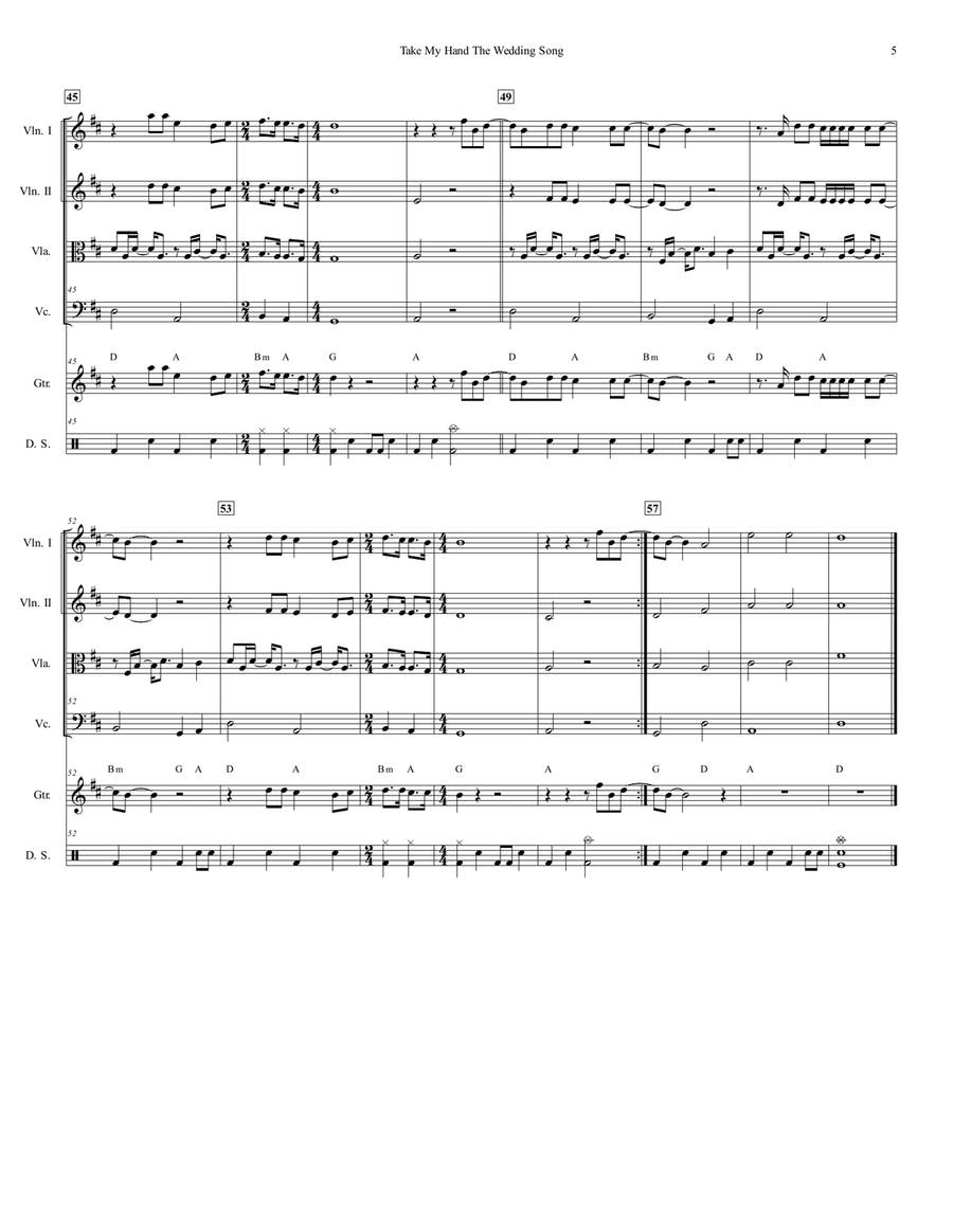 Take My Hand The Wedding Song String Quartet scores gallery preview page 6