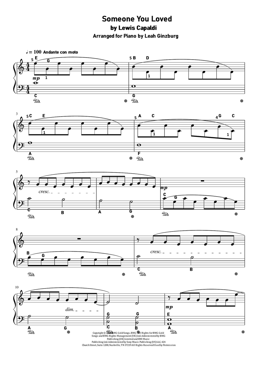 Someone You Loved Someone You Loved Easy Piano scores gallery preview page 1