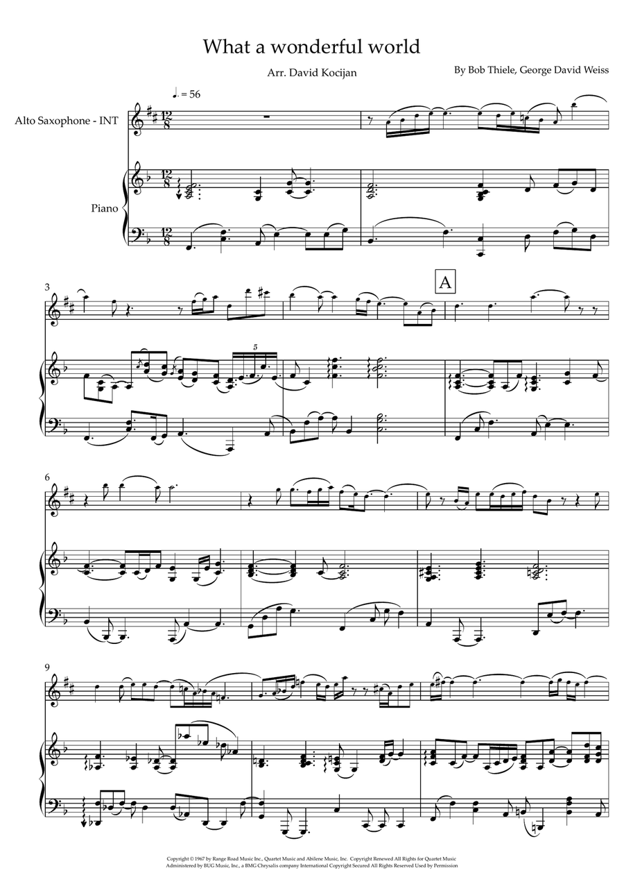 What A Wonderful World Alto Saxophone scores gallery preview page 1