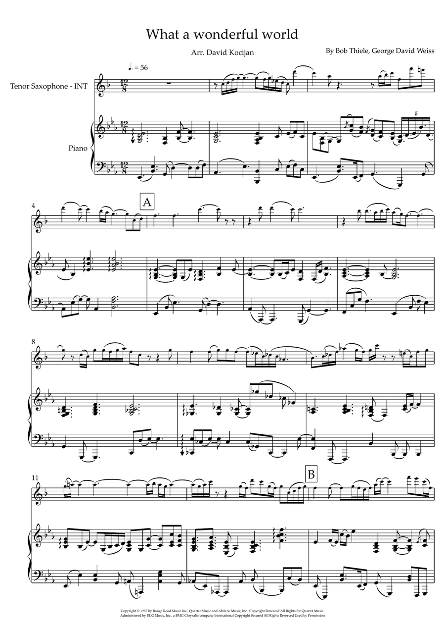 What A Wonderful World Tenor Saxophone scores gallery preview page 1