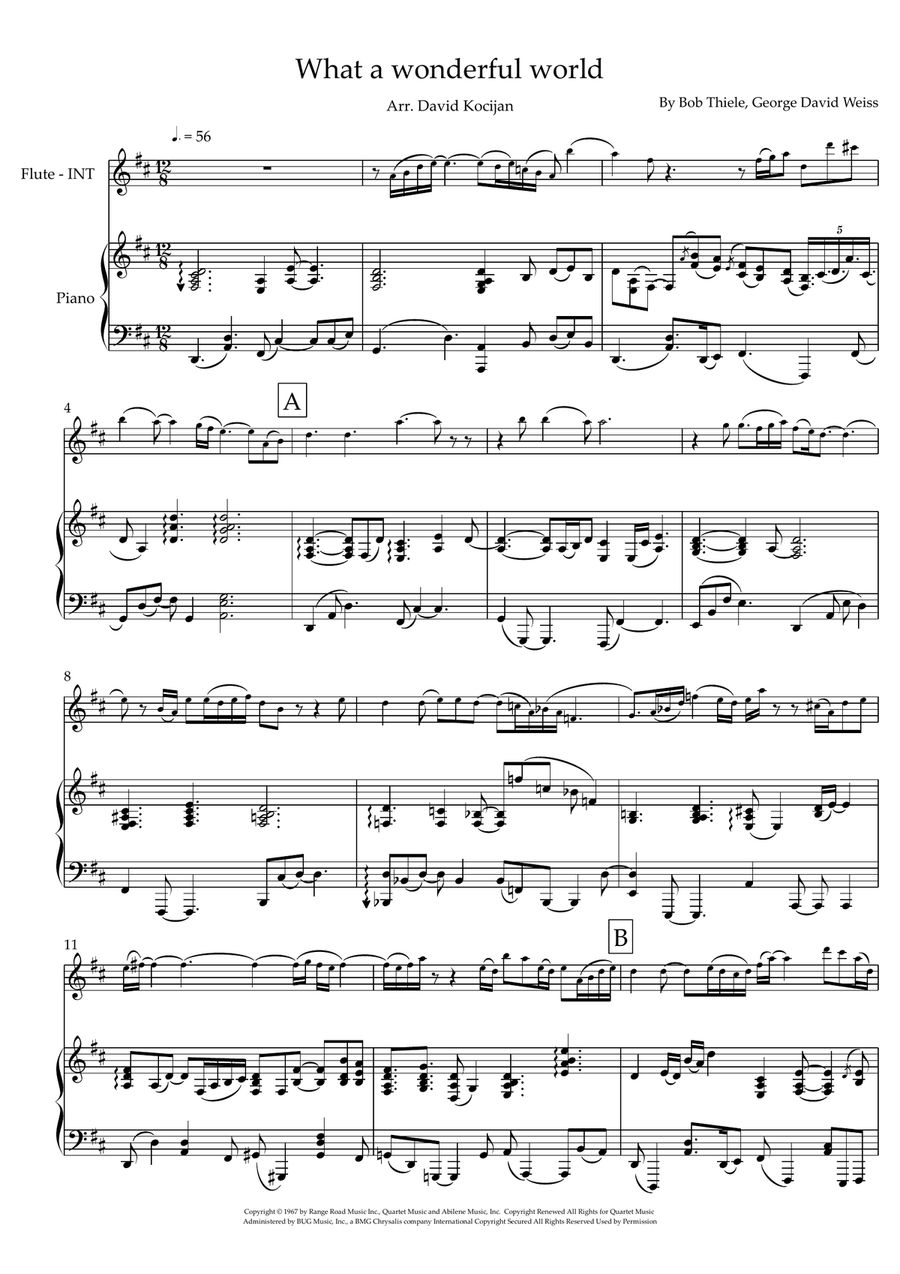 What A Wonderful World Flute scores gallery preview page 1