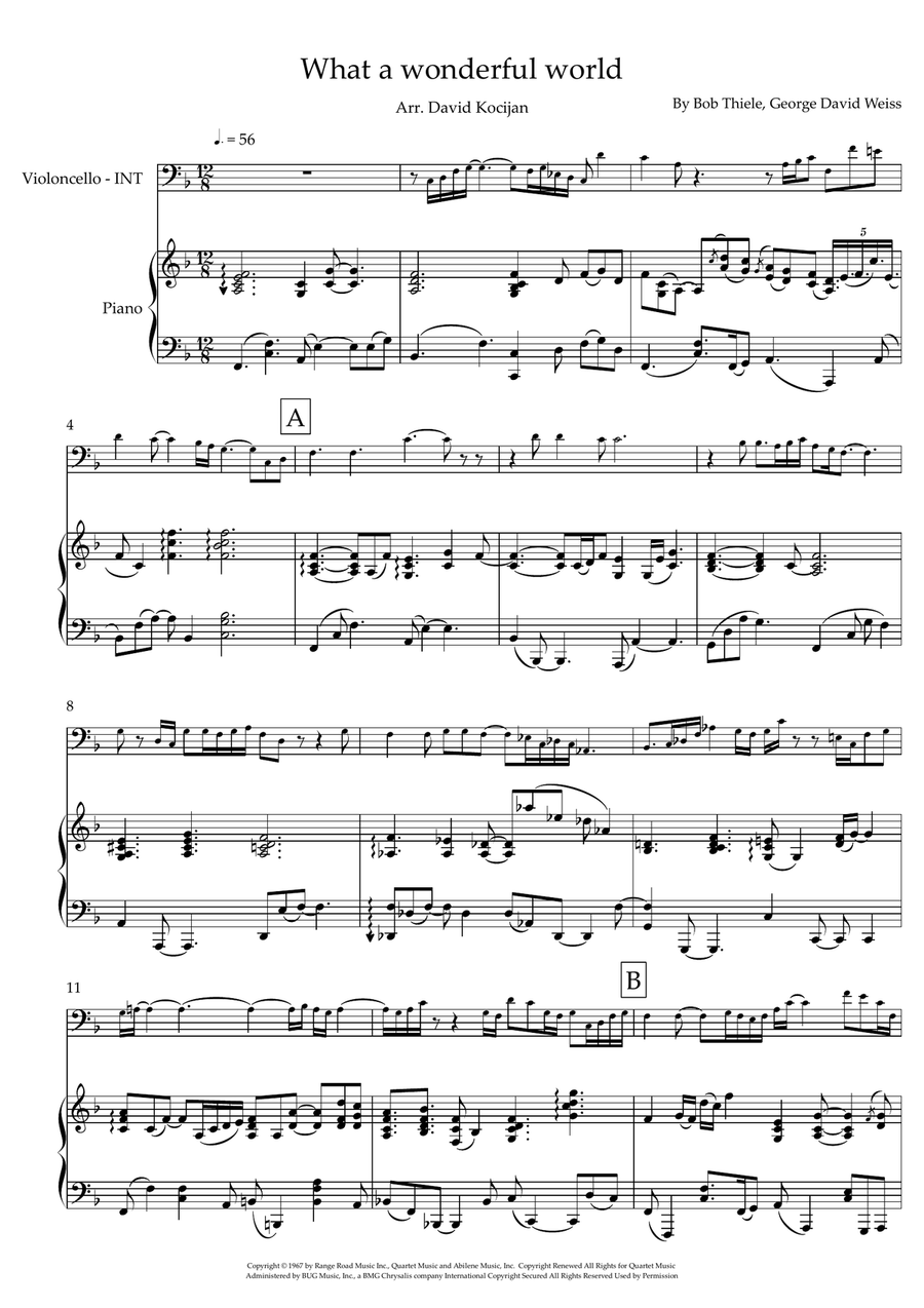 What A Wonderful World Piano scores gallery preview page 1