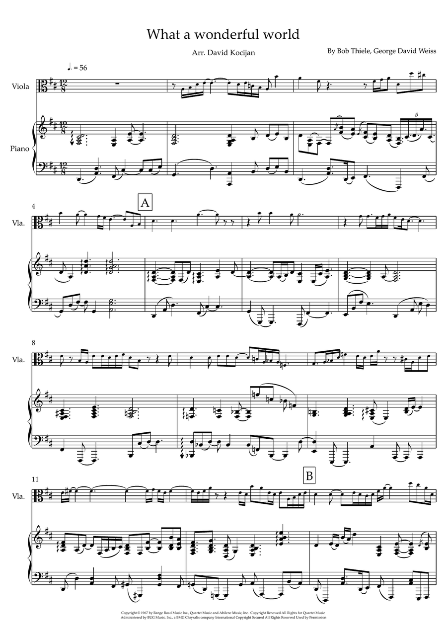 What A Wonderful World What A Wonderful World Viola scores gallery preview page 1