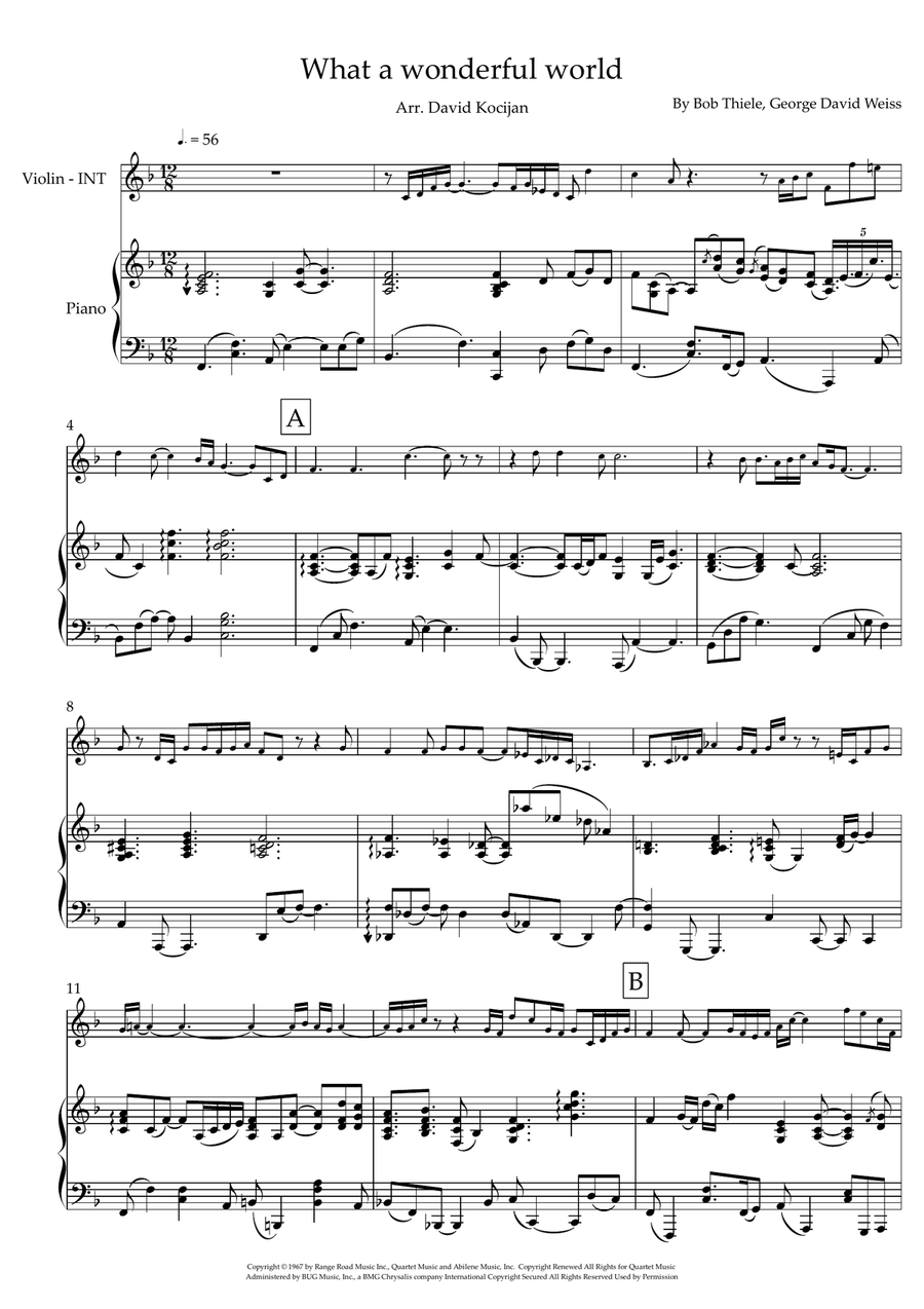 What A Wonderful World What A Wonderful World Violin Solo scores gallery preview page 1