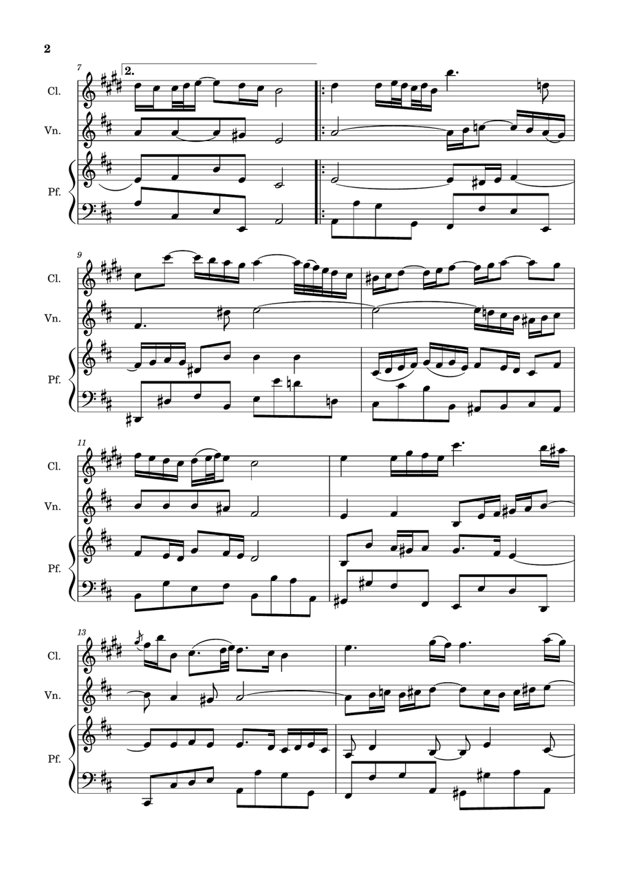 Air on the G String. For Clarinet, Violin and Piano. Score and Parts. Small Ensemble scores gallery preview page 2