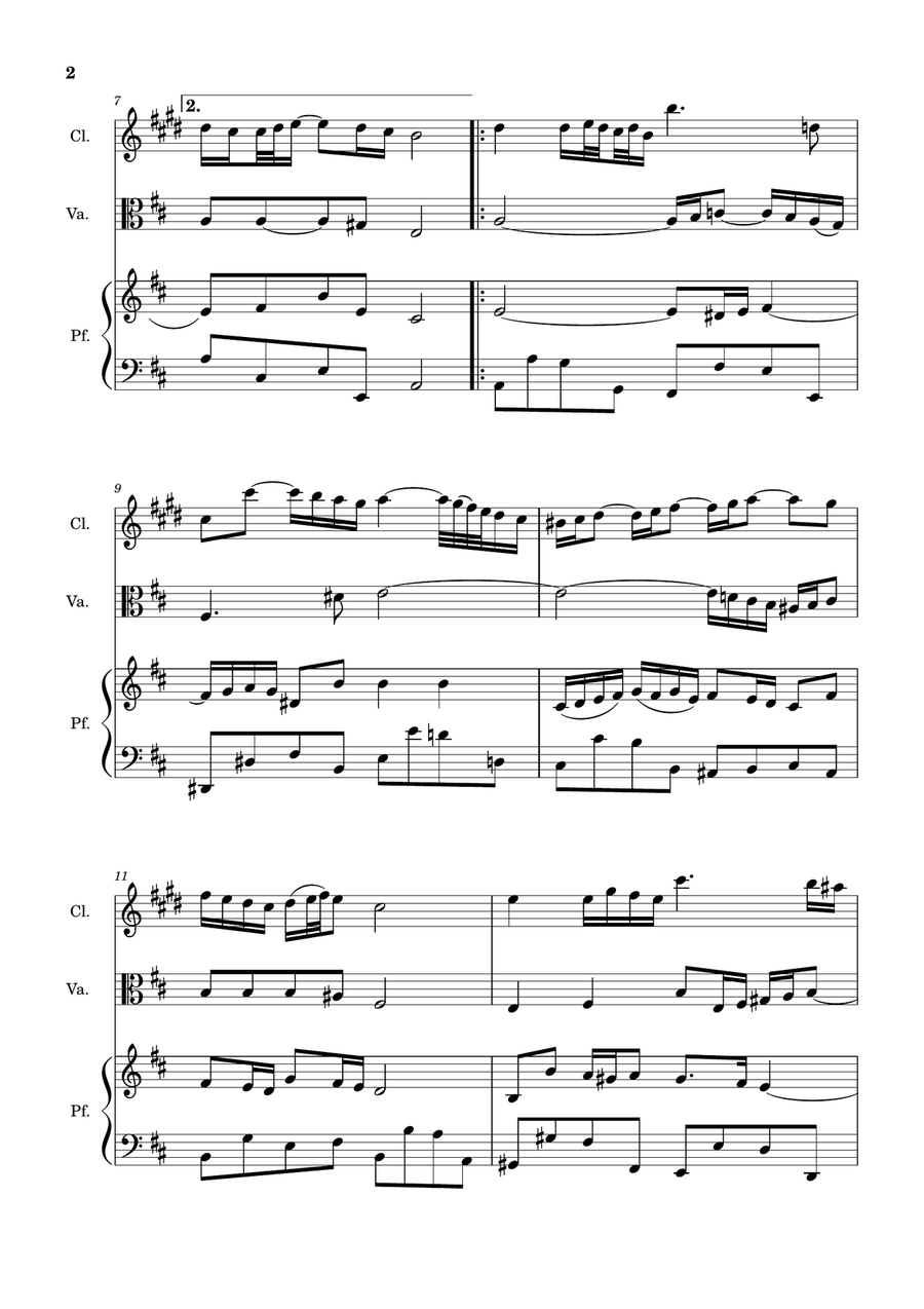 Air on the G String. For Clarinet, Viola and Piano. Score and Parts. Small Ensemble scores gallery preview page 2