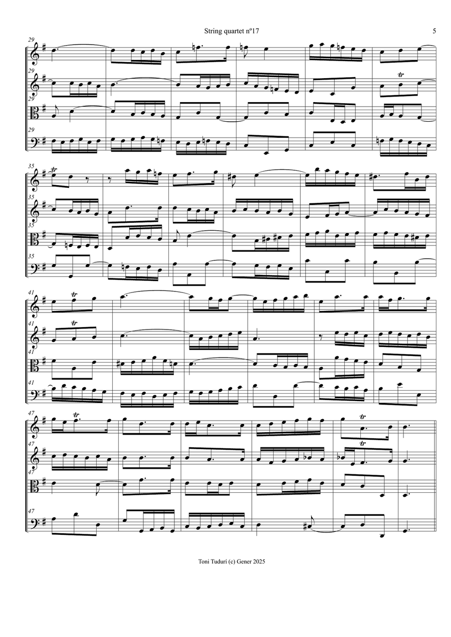 String quarte nº17 (arrangement of BWV1038 trio Sonata for string quartet) String Quartet scores gallery preview page 5