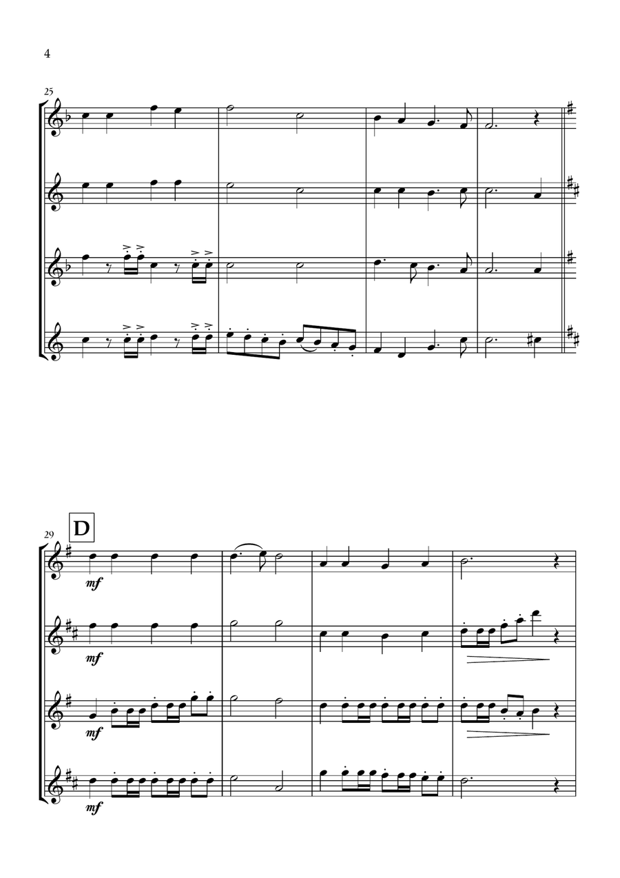 Onward, Christian Soldiers (Saxophone Quartet) - Easy Intermediate Level Saxophone Quartet scores gallery preview page 4