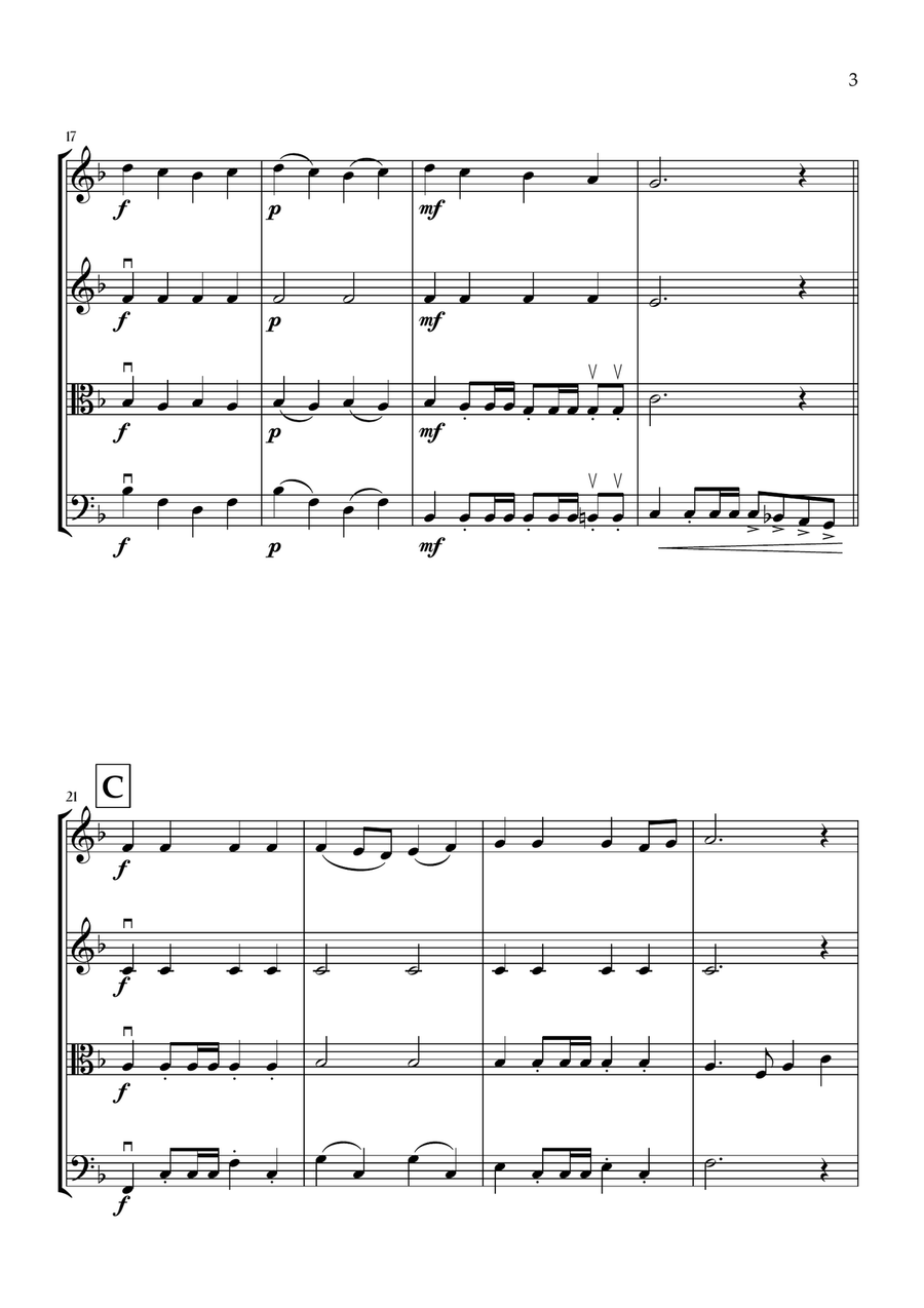 Onward, Christian Soldiers (Oboe, Violin, Viola and Cello) - Easy Intermediate Level Small Ensemble scores gallery preview page 3