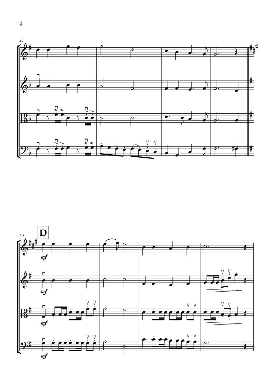 Onward, Christian Soldiers (Saxophone, Violin, Viola and Cello) - Easy Intermediate Level Small Ensemble scores gallery preview page 4