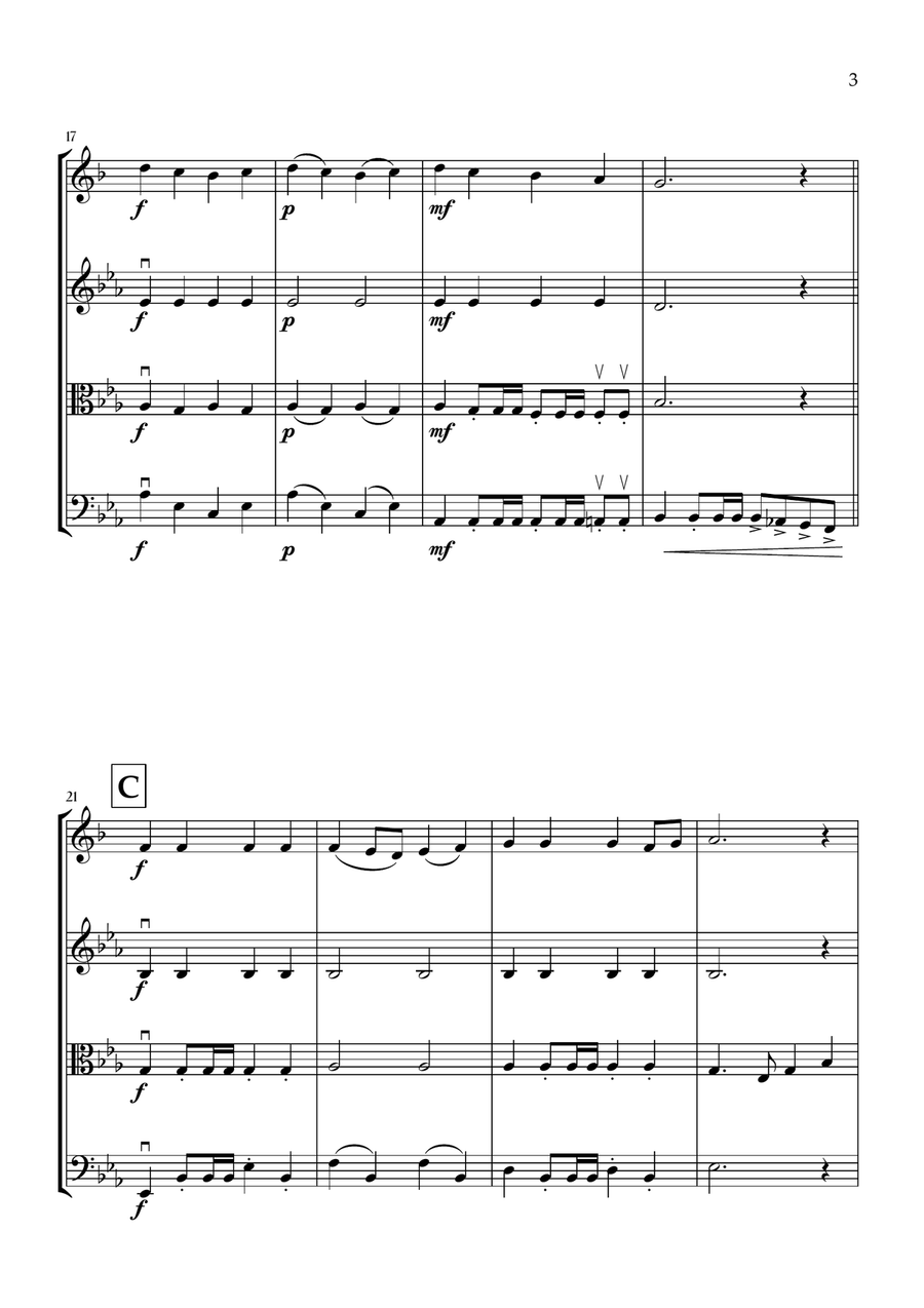 Onward, Christian Soldiers (Trumpet, Violin, Viola and Cello) - Easy Intermediate Level Small Ensemble scores gallery preview page 3