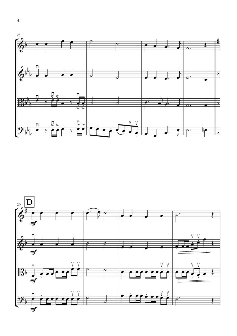 Onward, Christian Soldiers (Trumpet, Violin, Viola and Cello) - Easy Intermediate Level Small Ensemble scores gallery preview page 4
