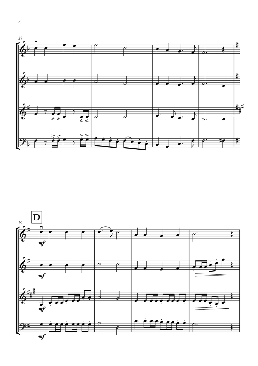 Onward, Christian Soldiers (Violin, Flute, Clarinet and Bassoon) - Easy Intermediate Level Small Ensemble scores gallery preview page 4