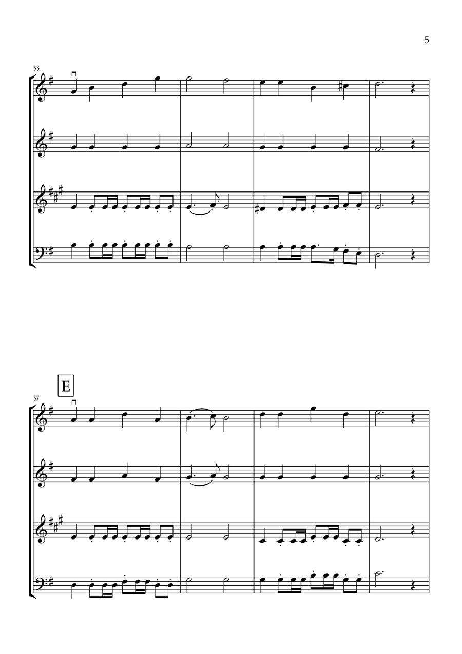 Onward, Christian Soldiers (Violin, Flute, Clarinet and Bassoon) - Easy Intermediate Level Small Ensemble scores gallery preview page 5