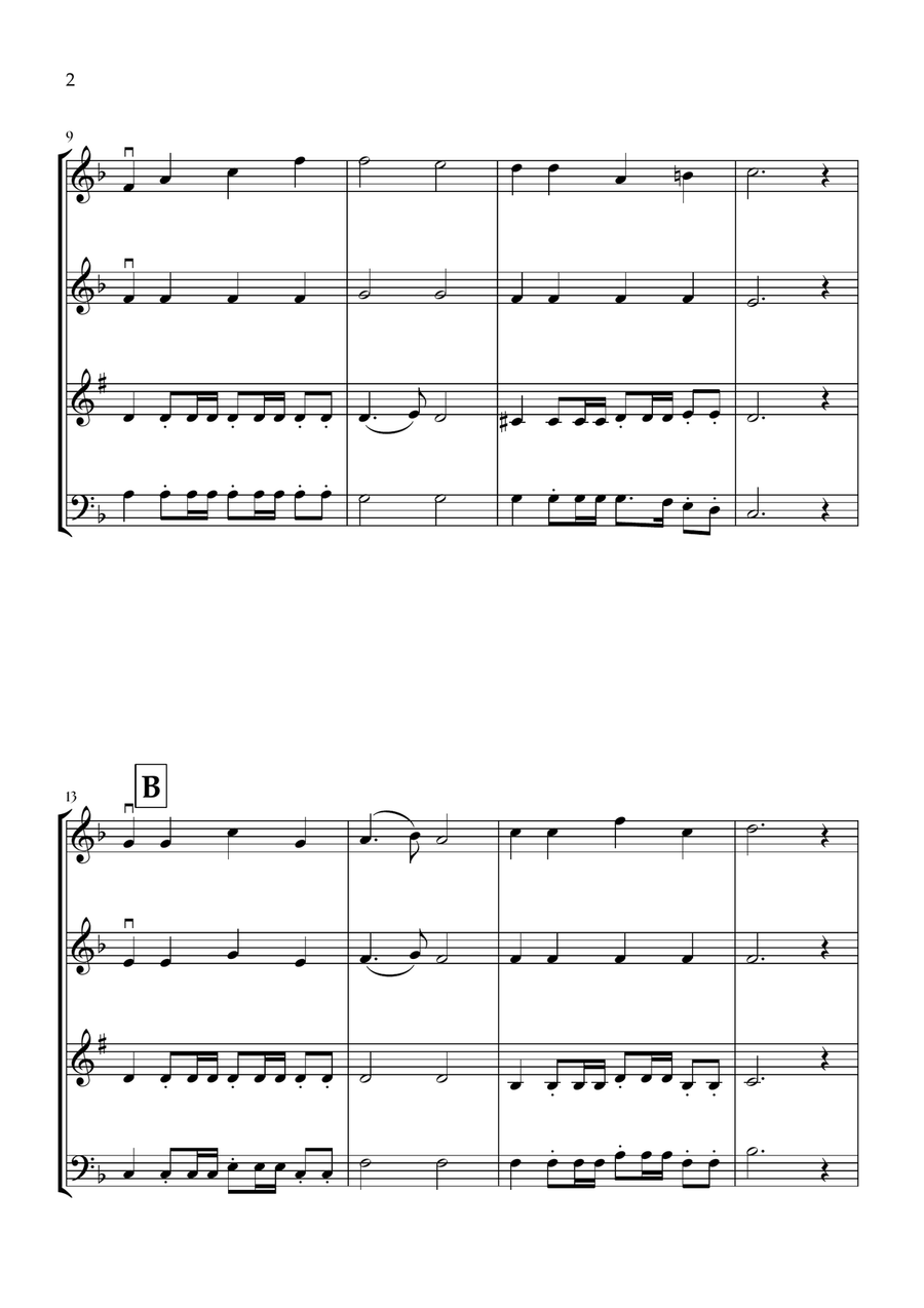 Onward, Christian Soldiers (Two Violins, Clarinet and Bassoon) - Easy Intermediate Level Small Ensemble scores gallery preview page 2