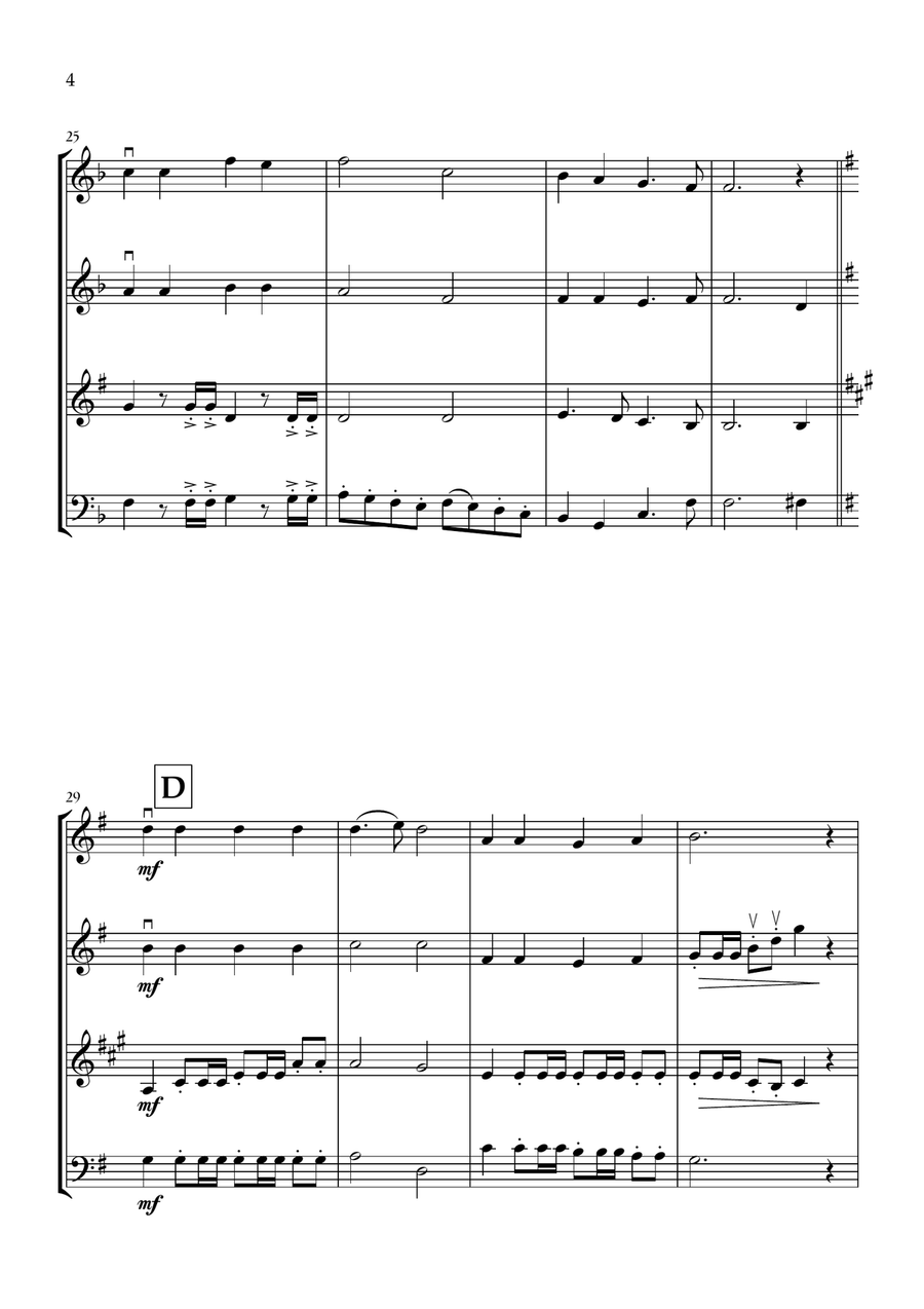 Onward, Christian Soldiers (Two Violins, Clarinet and Bassoon) - Easy Intermediate Level Small Ensemble scores gallery preview page 4