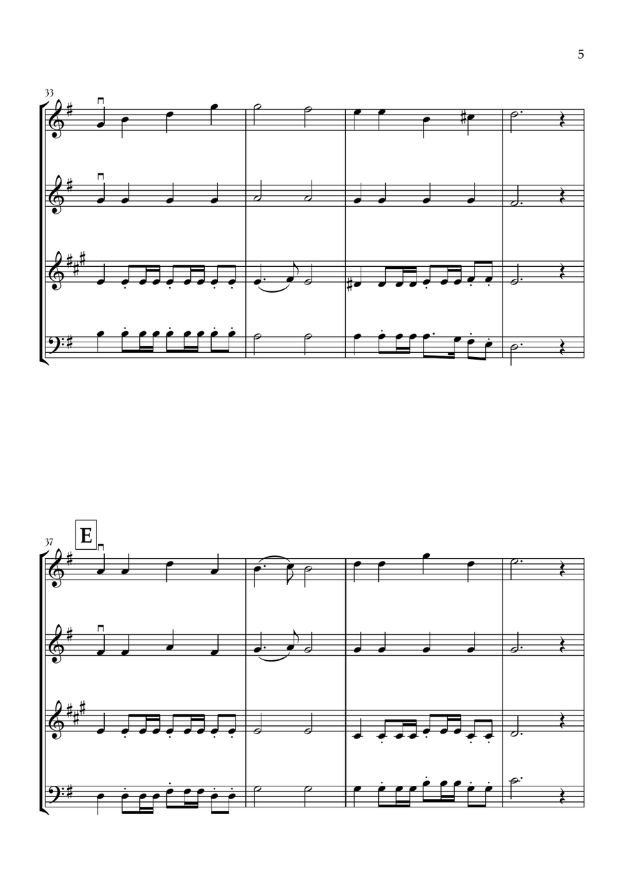 Onward, Christian Soldiers (Two Violins, Clarinet and Bassoon) - Easy Intermediate Level Small Ensemble scores gallery preview page 5