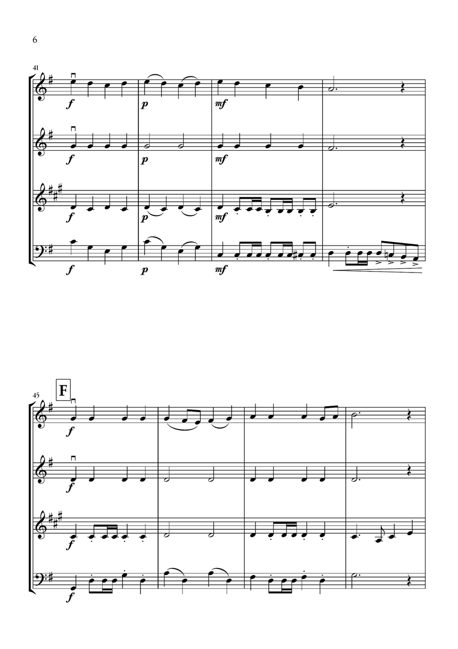 Onward, Christian Soldiers (Two Violins, Clarinet and Bassoon) - Easy Intermediate Level Small Ensemble scores gallery preview page 6