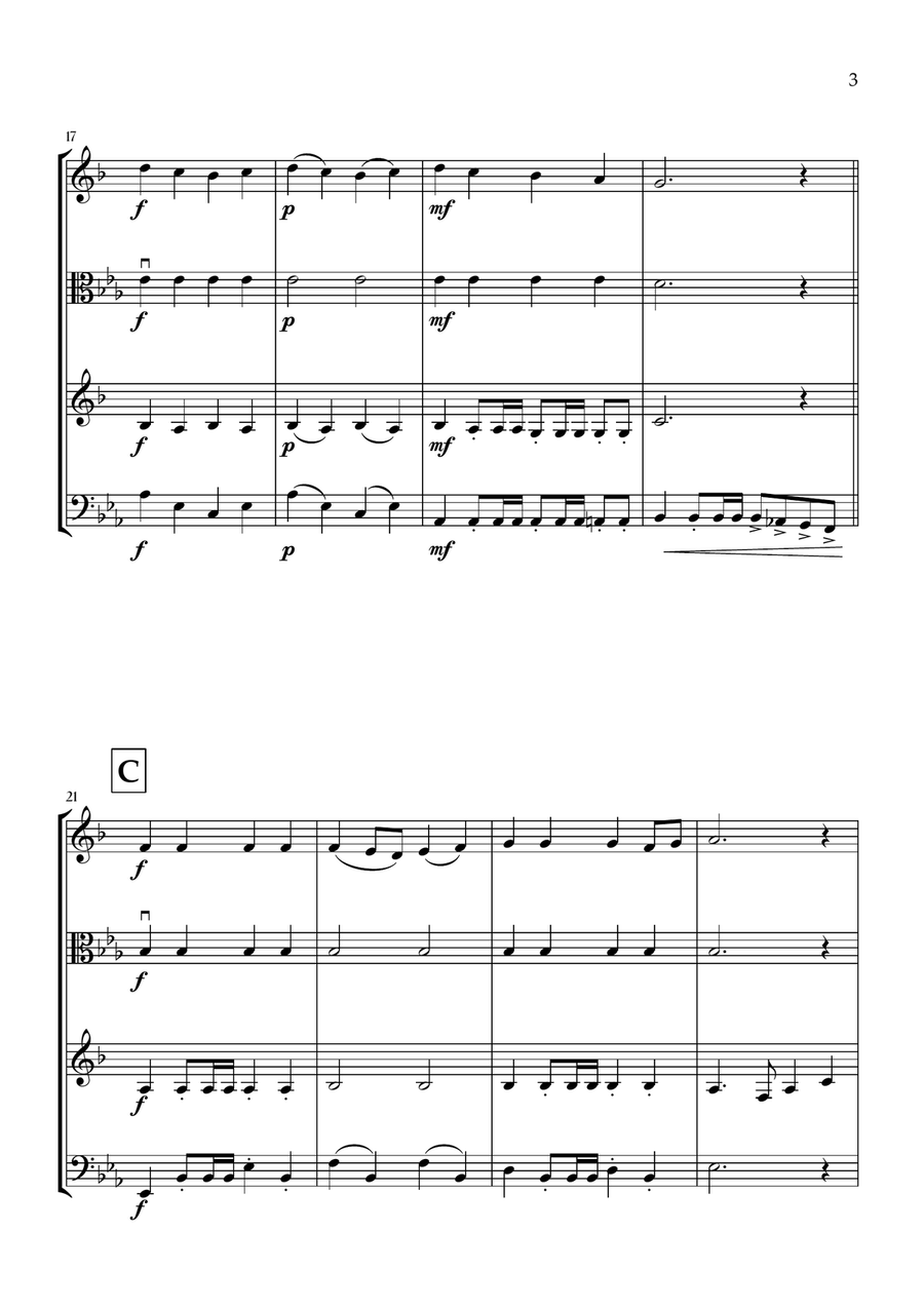 Onward, Christian Soldiers (Trumpet, Viola, Clarinet and Bassoon) - Easy Intermediate Level Small Ensemble scores gallery preview page 3