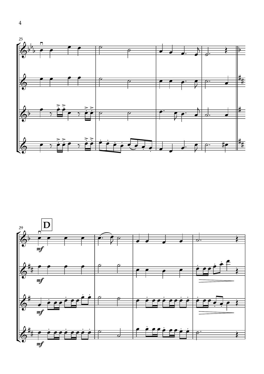 Onward, Christian Soldiers (Violin, Alto Sax, Tenor Sax and Baritone Sax) - Easy Intermediate Level Small Ensemble scores gallery preview page 4