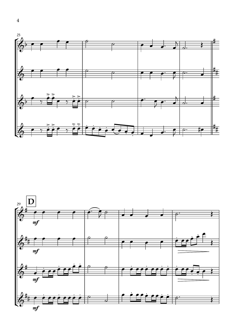 Onward, Christian Soldiers (Clarinet, Alto Sax, Tenor Sax and Baritone Sax)- Easy Intermediate Level Small Ensemble scores gallery preview page 4