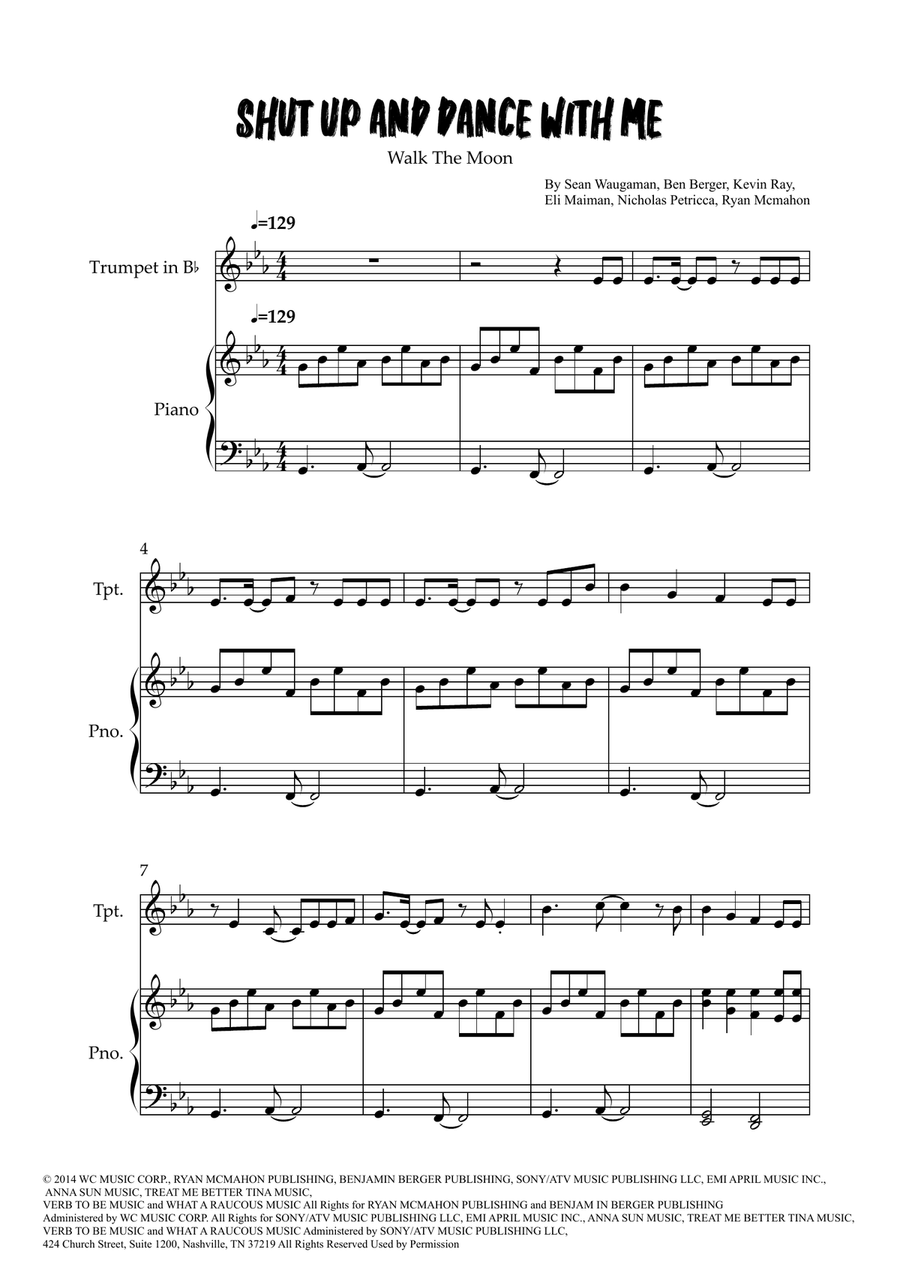 Shut Up And Dance Shut Up And Dance Trumpet Solo scores gallery preview page 1