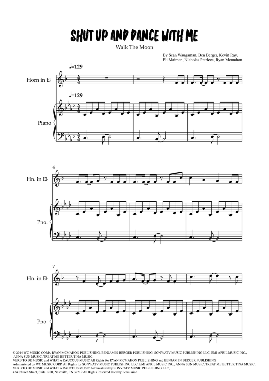 Shut Up And Dance Shut Up And Dance Horn scores gallery preview page 1