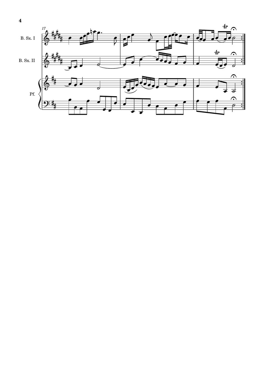 Air on the G String. For Baritone Sax Duet and Piano. Score and Parts. Small Ensemble scores gallery preview page 4