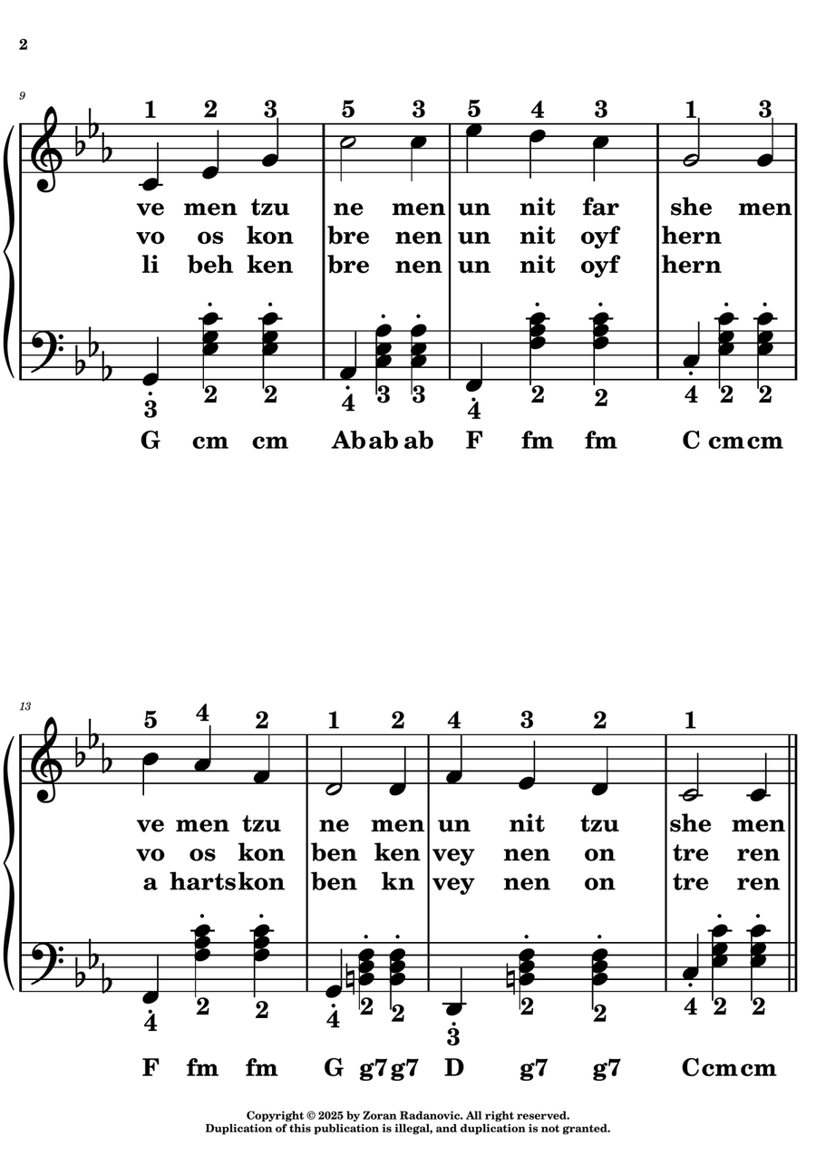 Tumbalalaika - for accordion + lyrics - C minor Accordion scores gallery preview page 2