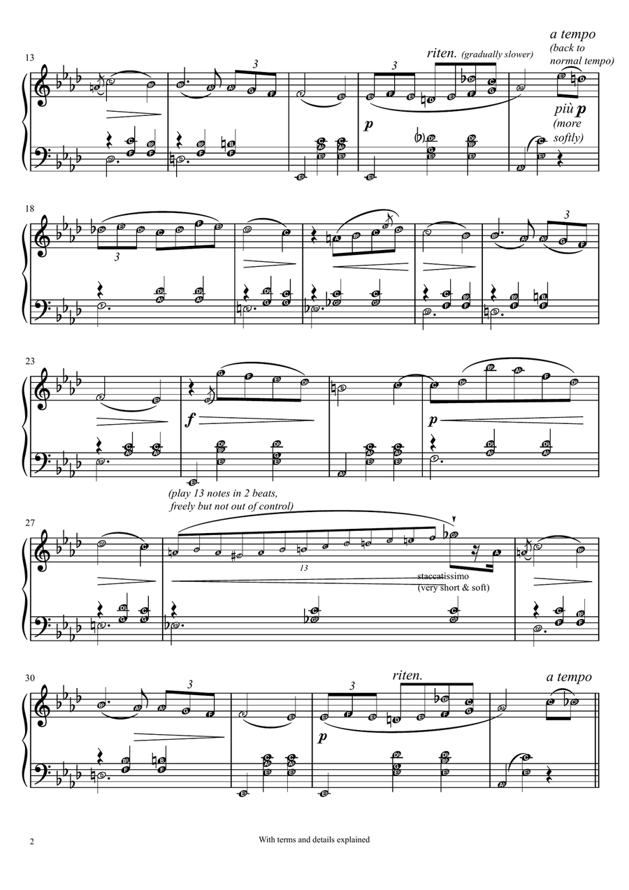 Waltz Opus 69 No. 1 (Posthumous) Chopin Piano Sheet Music Score with alphabets Piano Solo scores gallery preview page 2