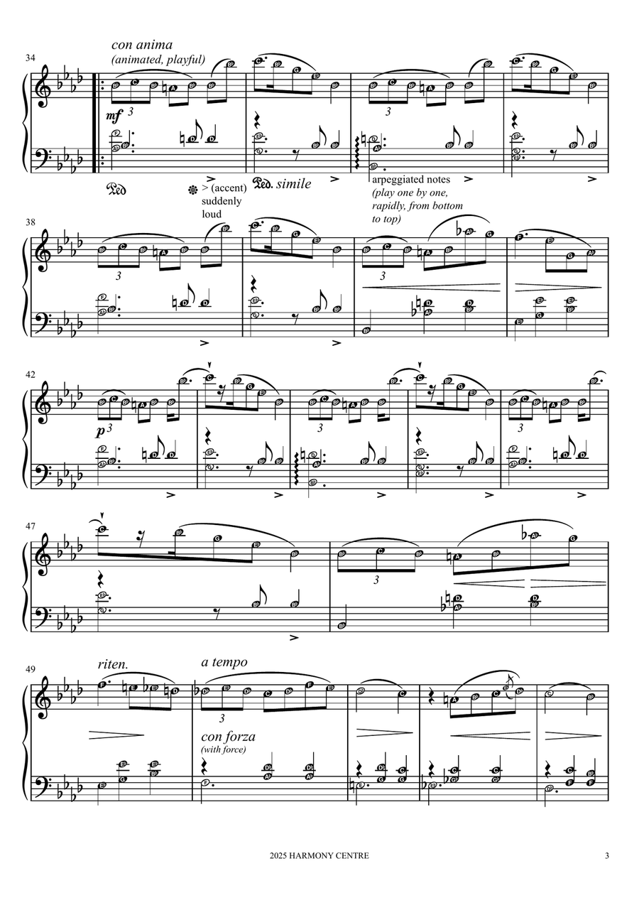 Waltz Opus 69 No. 1 (Posthumous) Chopin Piano Sheet Music Score with alphabets Piano Solo scores gallery preview page 3