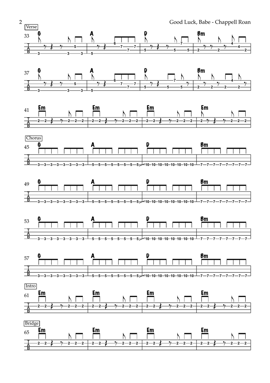 Good Luck, Babe! Good Luck, Babe! Acoustic Guitar scores gallery preview page 2