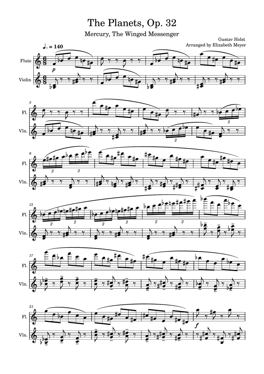Mercury, The Winged Messenger from 'The Planets' Chamber Music scores gallery preview page 1